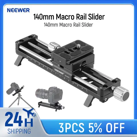 NEEWER 140mm Macro Focusing Rail, Macro Rail Slider with 360° Rotation Acra QR Plate for Macro Photography Close Up Shooting