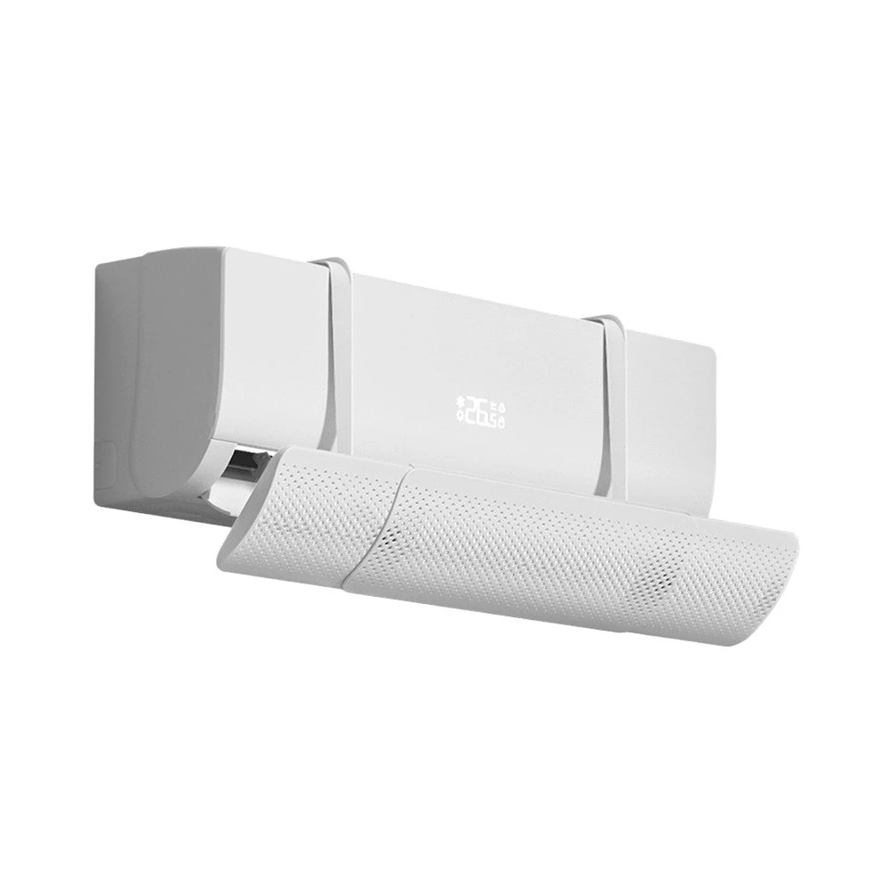 Wall Mounted AC Air Deflector with Extendable Panel and Adjustable Tilt to Optimize Air Distribution in Indoor Spaces