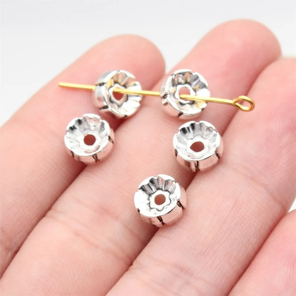 20Pcs/Lot Zinc Alloy Double-Sided Concave Torus Metal Loose Spacer Beads For DIY Bracelets Accessories Jewelry Making Findings
