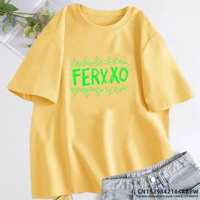 Ferxxo Fire T-shirts Cotton Short Sleeve Feid Ferxxo Tour T Shirt Harajuku Casual Hiphop Rnb Rapper T-shirt Aesthetic Clothing