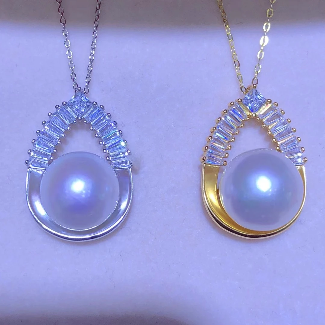 

Подвеска из стерлингового серебра 925 пробы, базовые крепления, фурнитура, детали, аксессуары для жемчуга 12-13 мм, бусины, 5 шт./лот