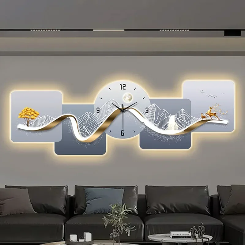 Relógios de Parede Luminosos Xenomorph, Arte Digital para Sala de Estar, Relógio de Parede Luxuoso Moderno, Decoração para Casa