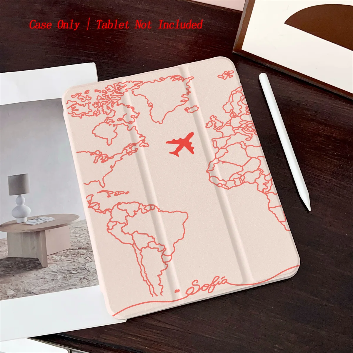 

Red Airplane Printed iPad Case for Pro 12.9/11/Air 10.9/iPad 10.2/Mini 6, Shockproof Wear-Resistant Cover