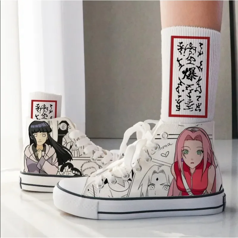 Anime Naruto Sasuke Lovers Canvas Shoes Anime Graffiti Breathable Cool Street Shoes Sneakers Causal canvas shoes birthday gifts