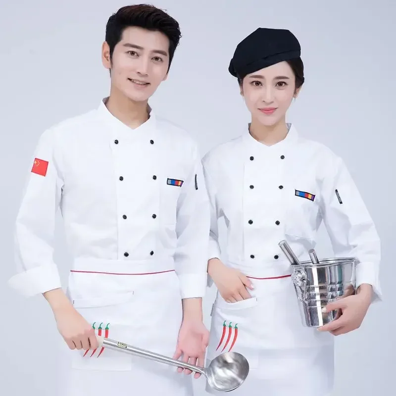 Summer Breathable Cake Room Restaurant Hotel Chef Wear Long Sleeves Autumn and Winter Work Clothes Short Sleeves Summer