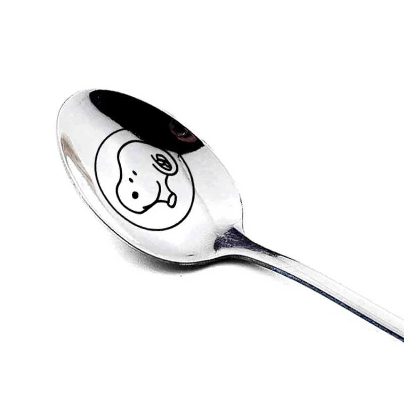 Snoopy Spoon 410 Stainless Steel Coffee Spoon Cartoon Dessert Cake Fruit Spoons Small Snack Scoop Drink Soup Kitchen Accessories