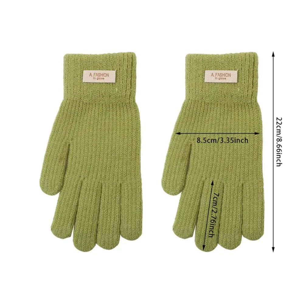 Fashion Winter Warm Gloves Women Korean Touch Screen Gloves Finger Holes Fashion Solid Color Knitted Gloves Inner Plush Mittens