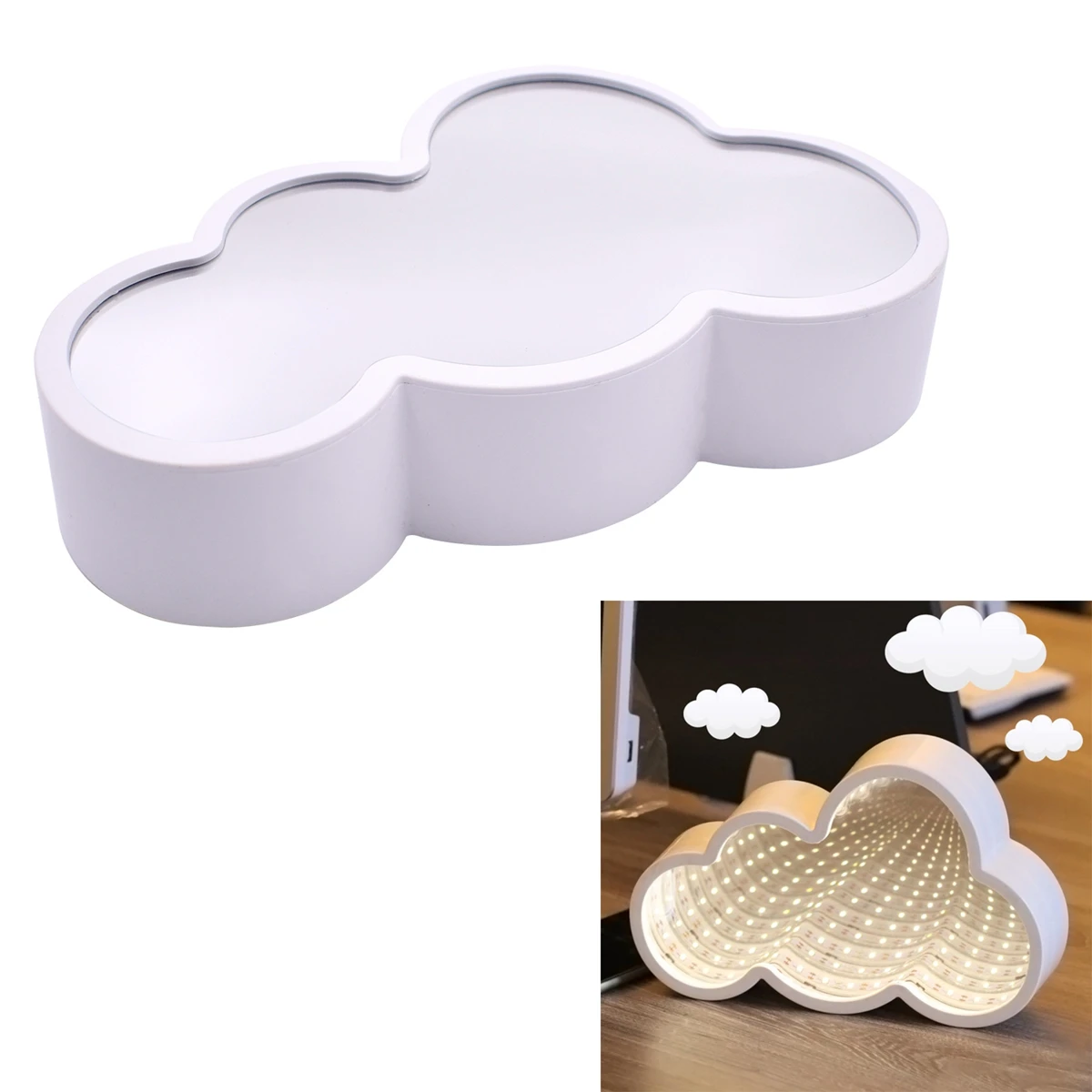 

3D Creative Tunnel Lamp Cloud Sign Night Light for Christmas Birthday party Kids Room Living Room Wedding (Warm Whit