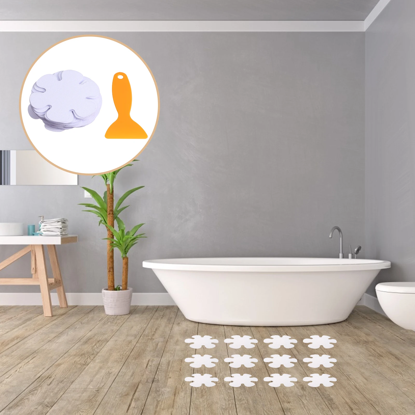 

20pcs Anti Skid Stickers Bathroom Bathtub Shower Floor Flower Shaped 10cm Transparent Non Slip Decals Waterproof PEVA Material