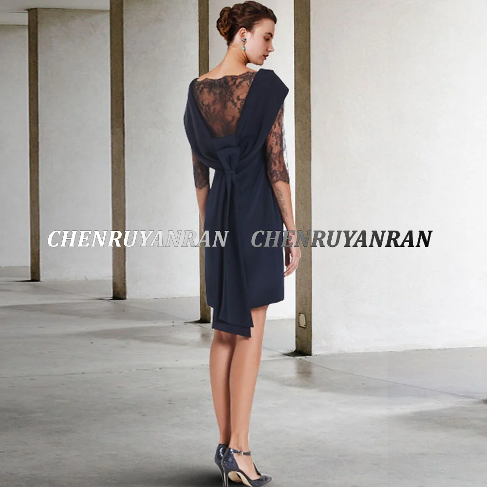 Sexy Mother of the Bride Dresses 2025 3/4 Sleeves Sheath Wedding Guest Gowns Backless Lace Elegant Dress Women For Wedding Party