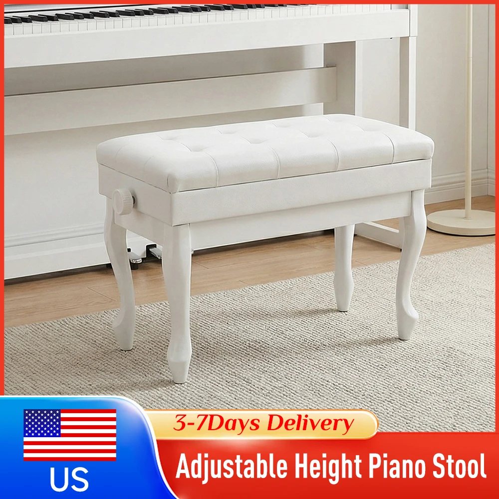 

Wooden Adjustable Piano Bench with Storage Heavy Duty Padded Cushioned Seat Double Seater Music Stool for Digital Piano Guzheng