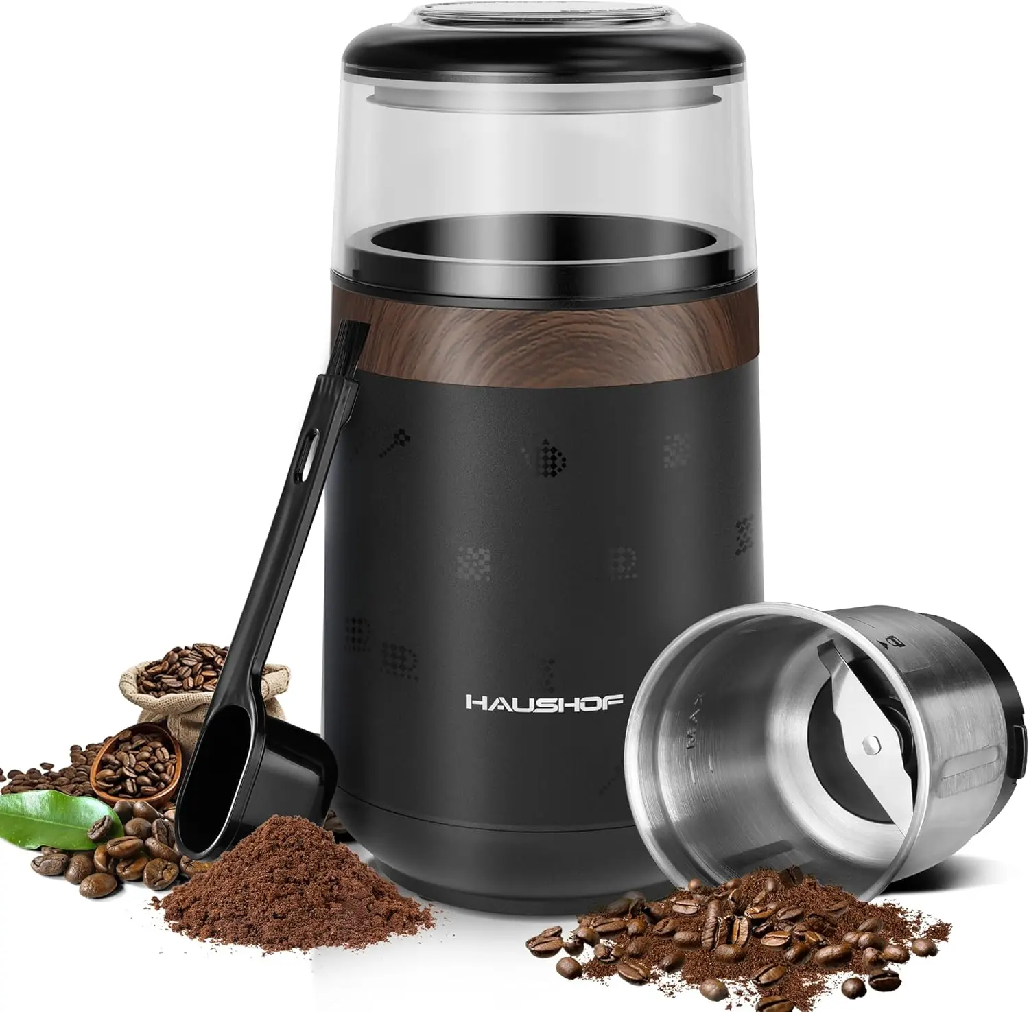 Coffee Grinder Electric, One Touch Design, Spice, Herb, Grinder for Coffee Bean Spices and Seeds with 1 Removable Stainl