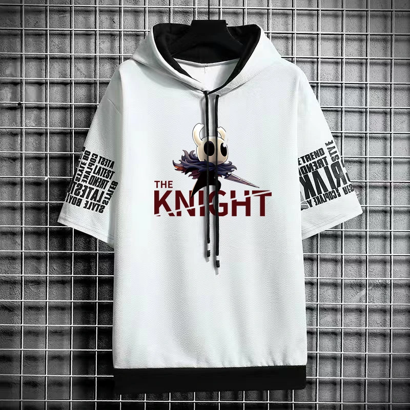 Summer Men Short Sleeve Hooded Graphic T Shirts Harajuku Cartoon Anime Shirt Japanese Streetwear Tees Casual Men Clothing 2024