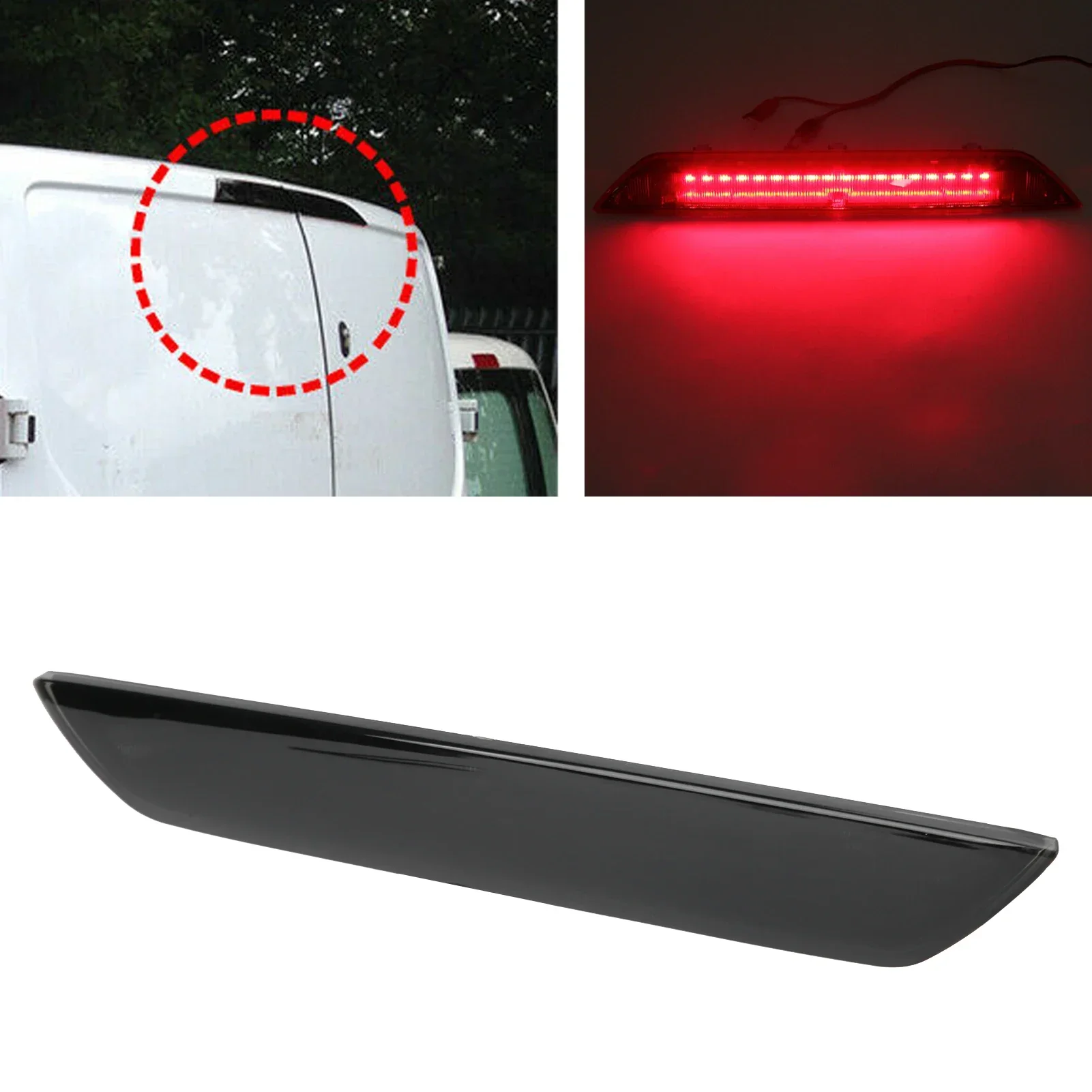 For Ford Transit 150 2015 2016 2017-2020 1 Pc Rear High Mount Brake Lamp  Red Light Replacement Smoky BK3Z13466A