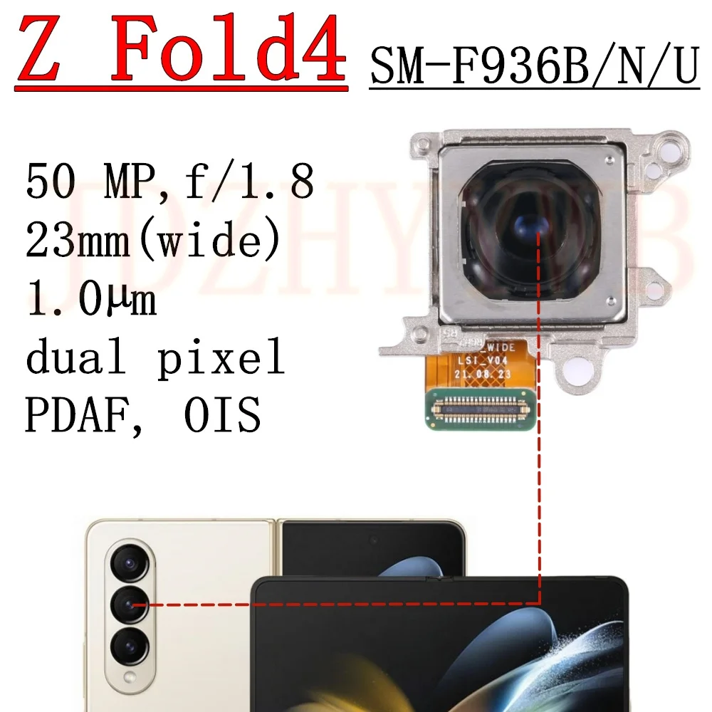 

Фронтальная и задняя камеры для Samsung Z Fold4 Fold 4 F936B/N/U, модуль основной камеры с гибким кабелем для селфи и широкоугольной съемки