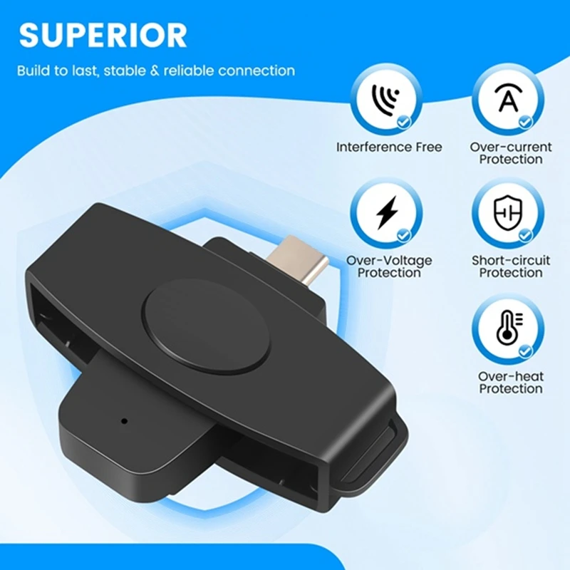 قارئ بطاقات CSCR3 Type-C الذكي CAC، الإعلان الضريبي للبنك، بطاقة SIM/قارئ بطاقة الهوية لبطاقة IC