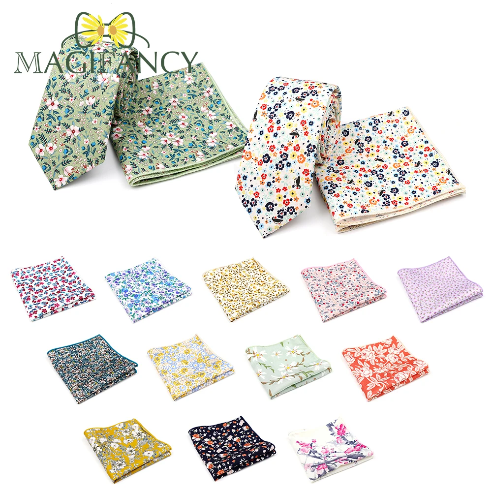 

22 цвета, новый комплект из 100% хлопка с цветочным принтом 6,5 см, носовой комплект, розовый, пыльно-синий, для молодых мужчин, для свадебной вечеринки, повседневный костюм, галстук, подарочный аксессуар