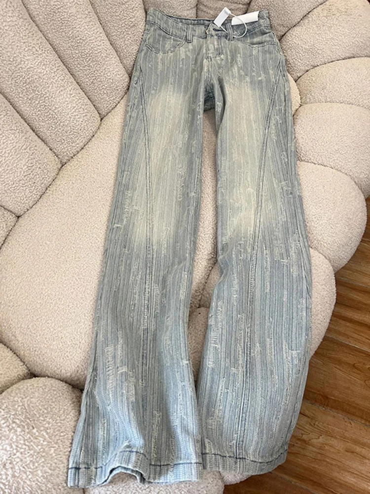 الجاكار فضفاض النساء الجينز المعتاد الخريف عالية الخصر موضة مضيئة الدينيم السراويل عادية بسيطة أنيقة مطوي ضوء اللون بنطلون