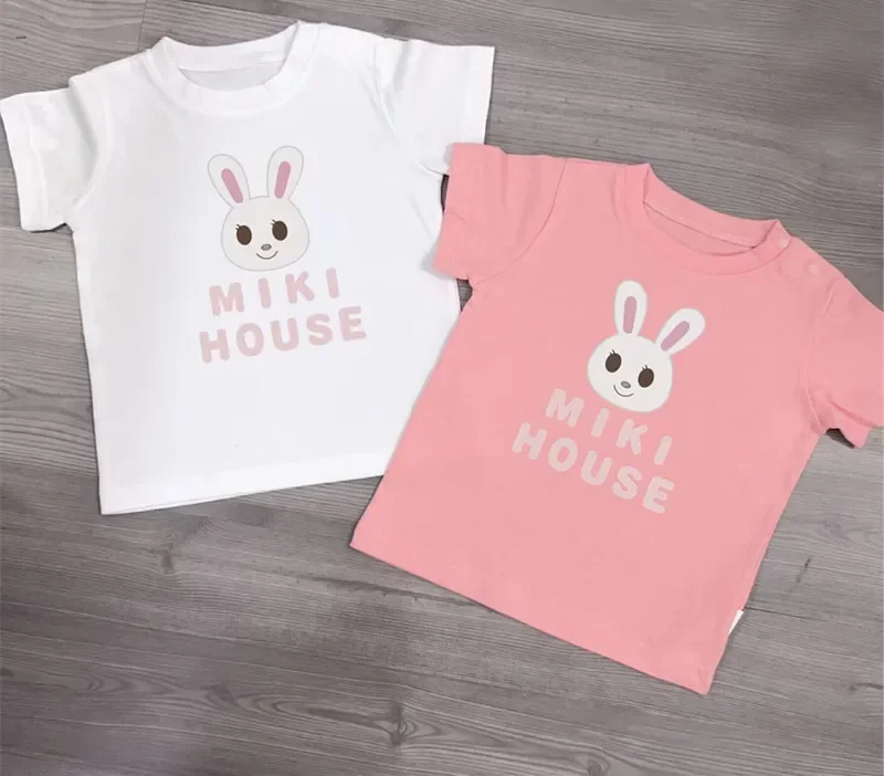 

2024 New Kids Boy Girls Cute Rabbit Shirt Summer Short Shirts Tops Tee Baby T-Shirt