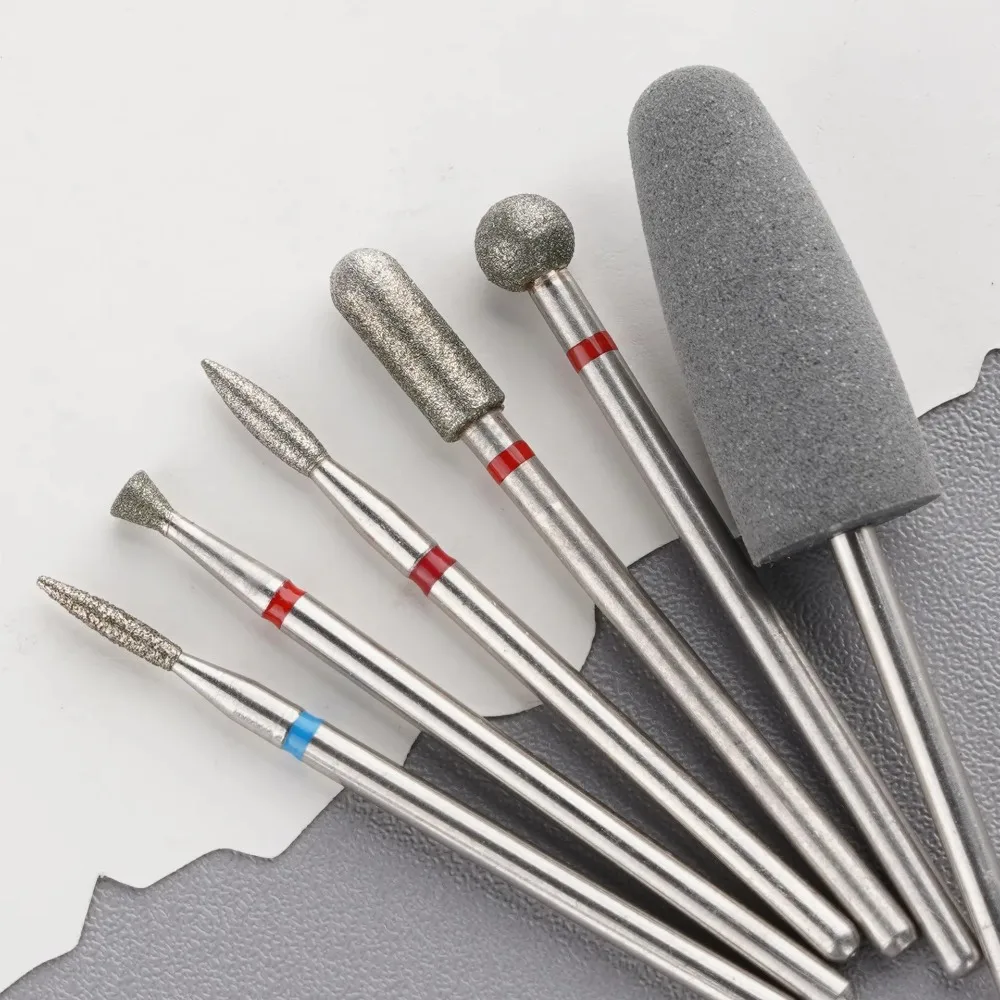 6 Pcs/set Diamond Sand Nail Files Drill Cuticle Polishing Bit Nail Grinding Head Electric Manicure Set for Removing Tools