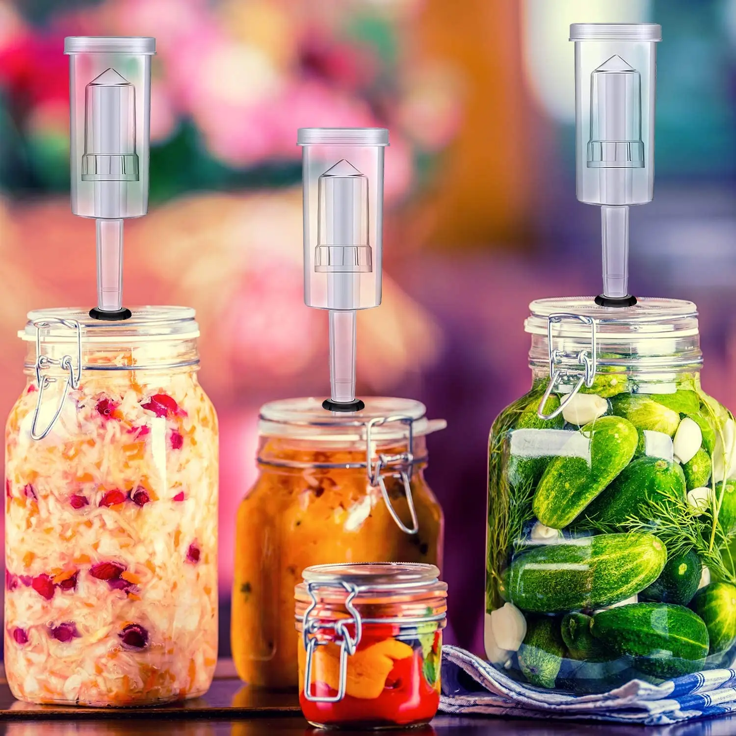 Fermentation Lids Kit,Airlock For Fermentation Air Locks With Black Grommets Airlock Bubble For Beer And Wine,Jar