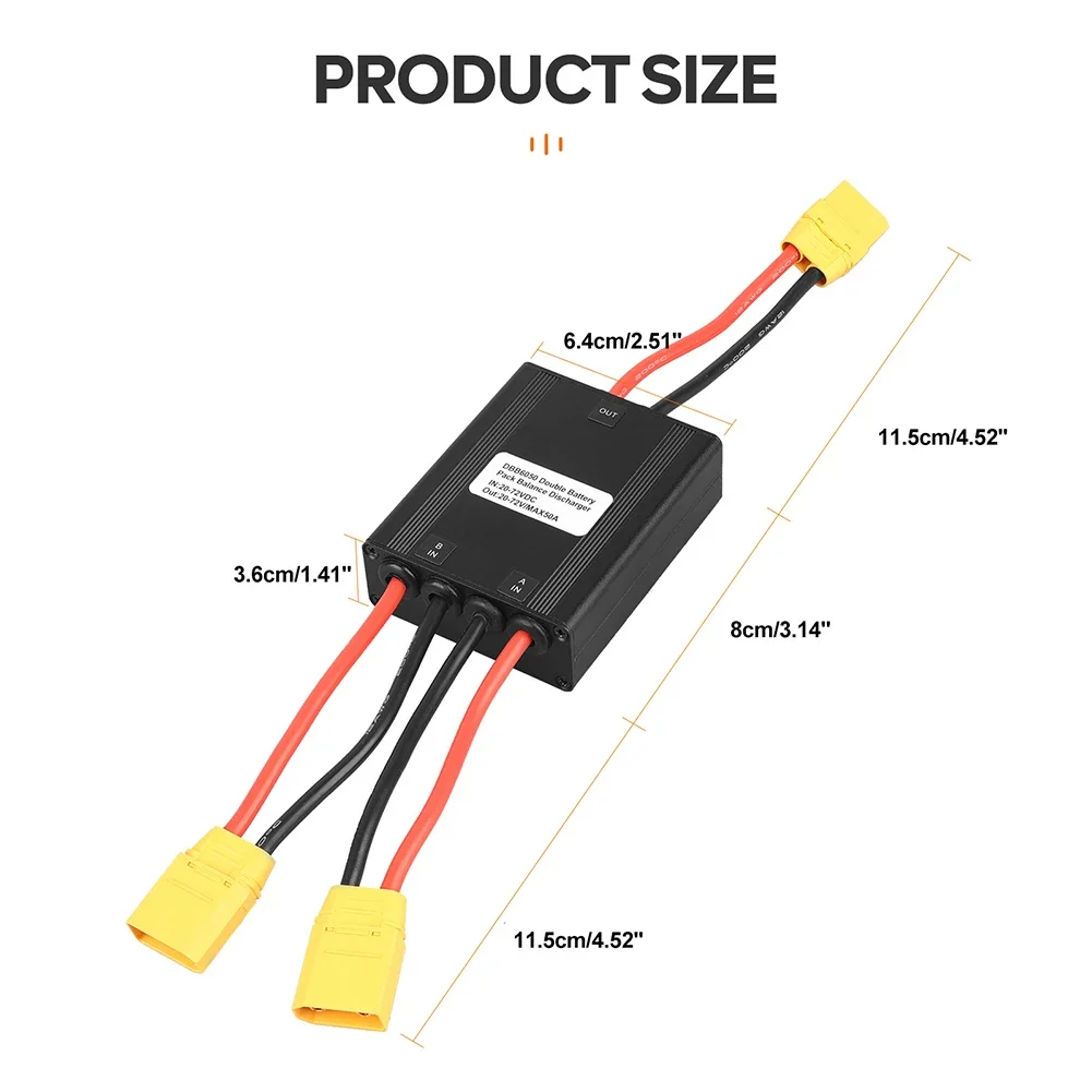 Dual Battery Management 12V-72V Battery Adapter Voltage Regulation Wear-resistant Aluminum Alloy Housing Balanced Discharge