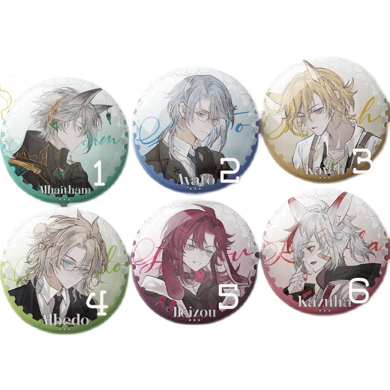 Anime Genshin Impact Kaveh Alhaitham Shikanoin Heizou Cosplay Series Acrylic Keychain Pendant Badge Brooch Pins Laser ticket - view 4