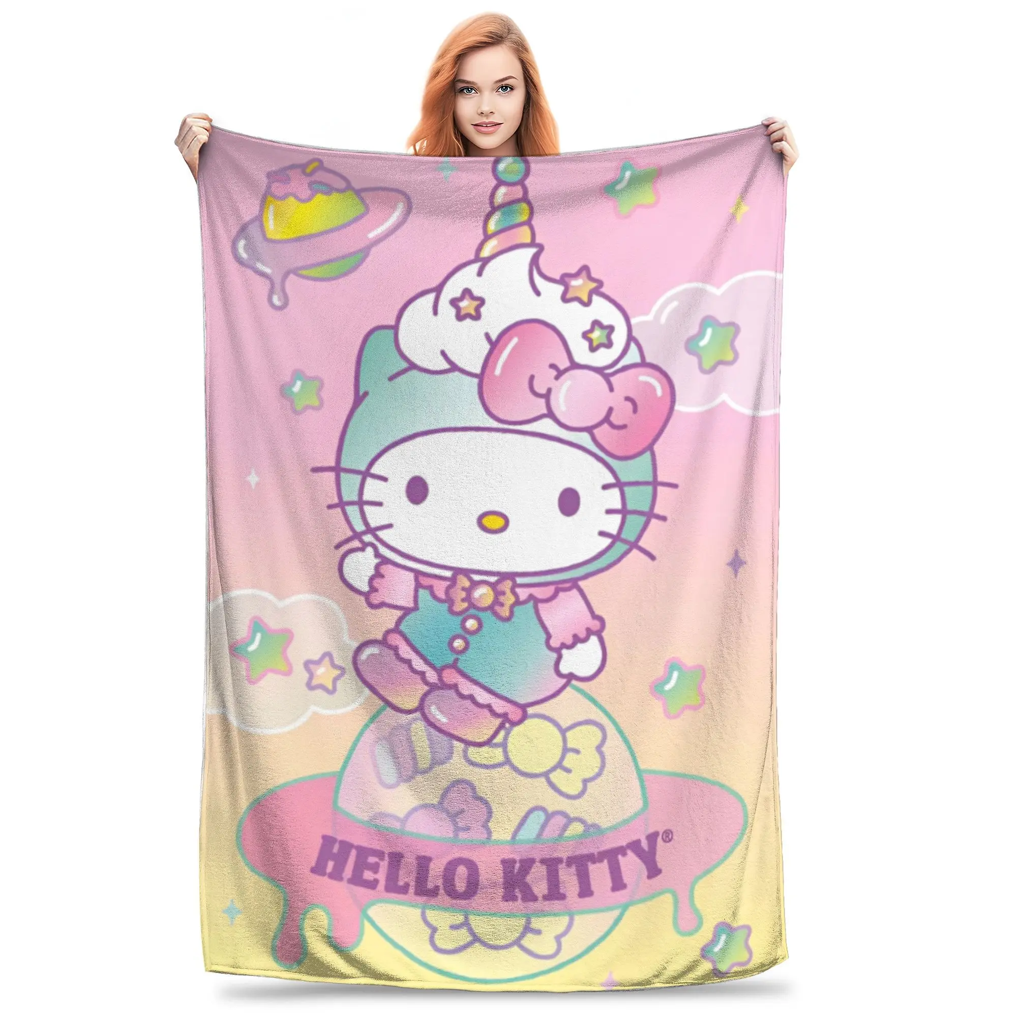 Hello Kitty Cartoon Printed Blanket For Men Women Warm Cozy Fluffy  Throw Blankets for Bed 50x60 Inches Multi-size