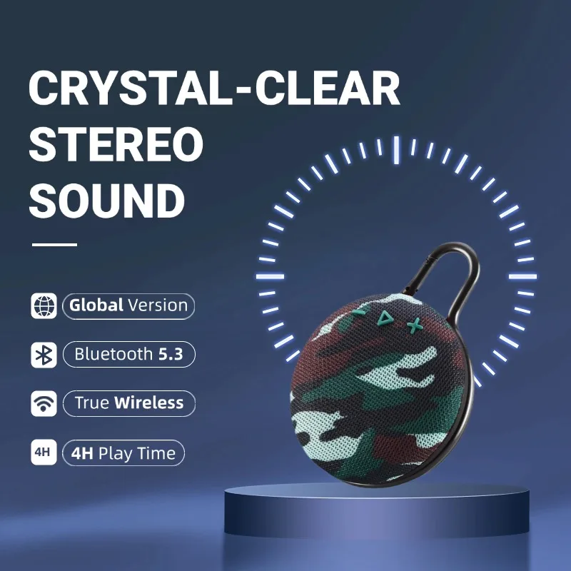 QUEED CLIP3 Portable Bluetooth Speaker – Outdoor Wireless Speaker with Rich Sound & Carabiner Hook for Home Travel Music Lovers