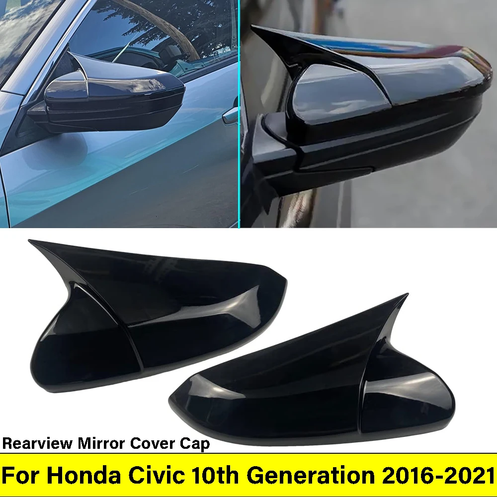 2pcs Rearview Mirror Cover Cap For Honda Civic 10th Generation 2016-2021 Side Wing Mirror Case Protector Cap Exterior Accessory