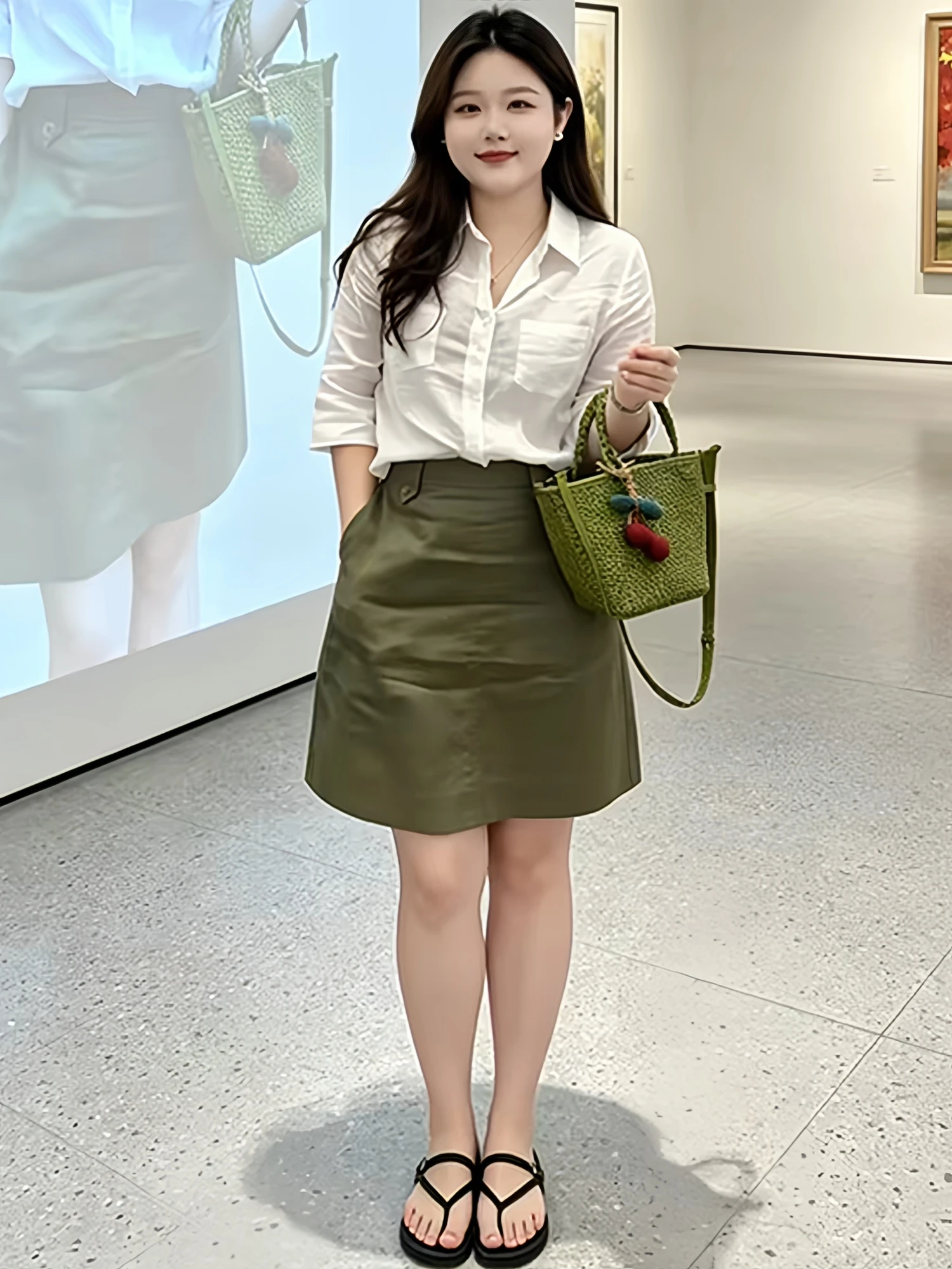 

Korean Lazy Style Women's Casual Two-Piece Set Summer New Long Sleeve Shirt High Waist A-Line Skirt Ensemble Fashionable
