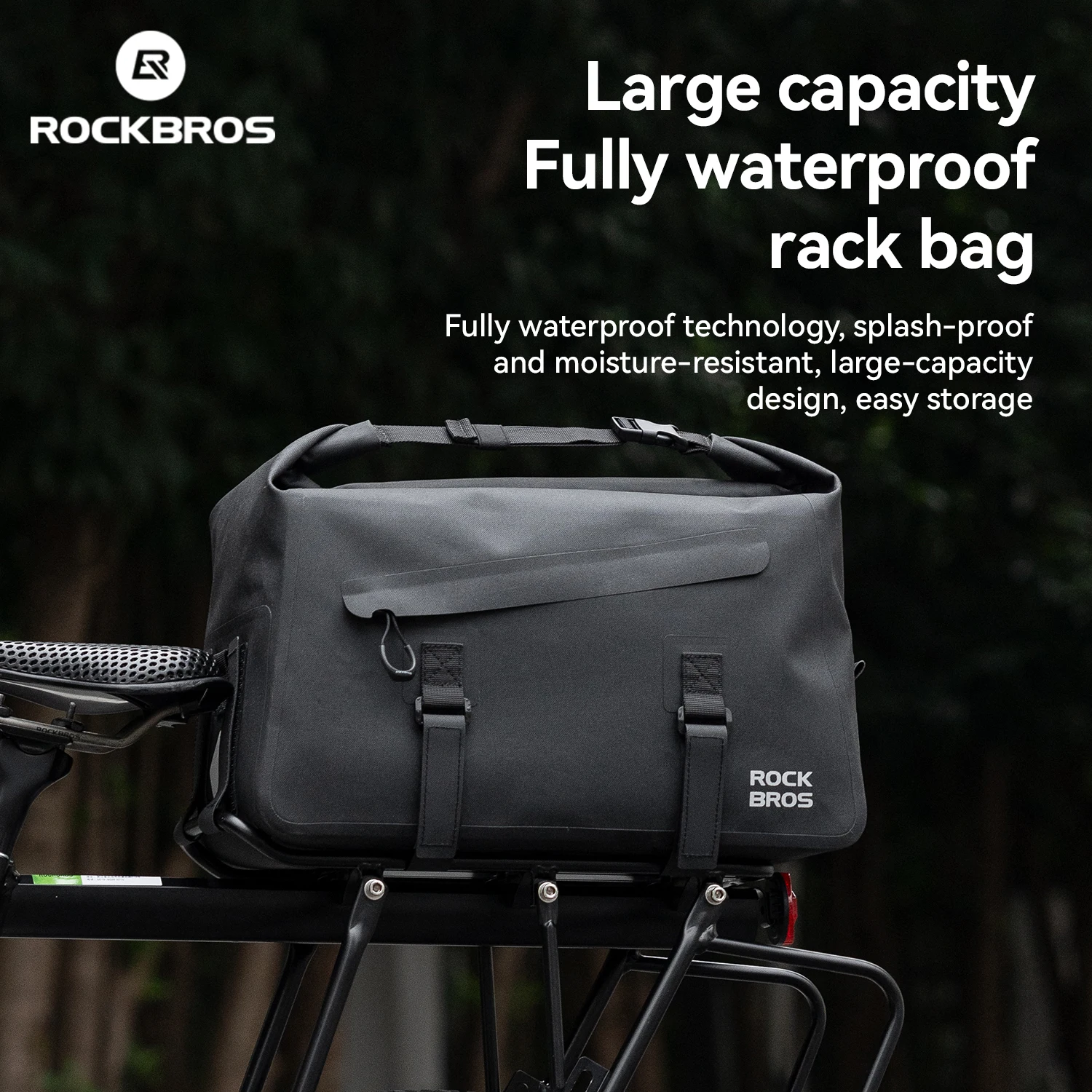 ROCKBROS Bicycle Shelf Bag Expandable 16L Large Capacity Waterproof Rear Seat Pannier Bag Portable Shoulder Bag Bike Accessories