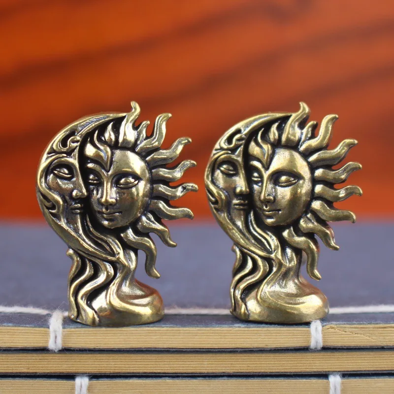 Collectible Figurine Sun and Moon Ornament – Mini Mythology Sculpture, Home Altar, Desktop or Shelf Decor. Halloween, Christmas
