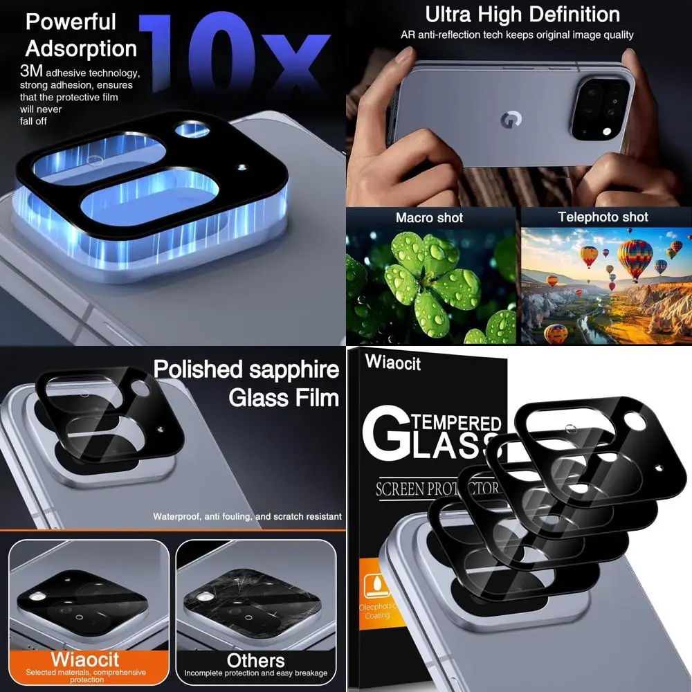 

4 Pack Tempered Glass Camera Lens Protector or Pixel 10 Pro old, 9H Hardn, Anti-Scratch, Case riendly
