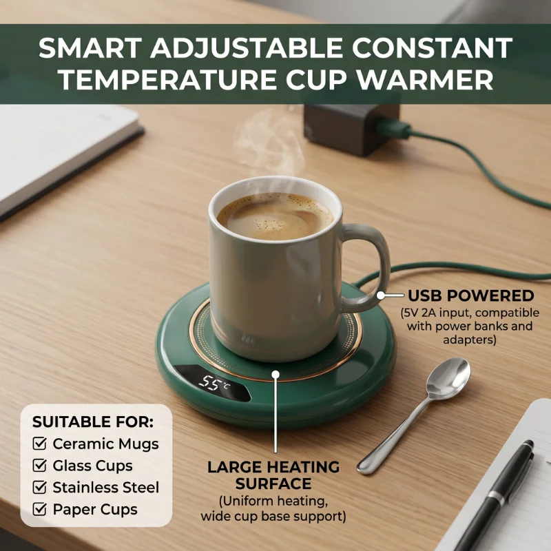 Mug Warmer USB Cup Heater Electric Coffee Milk Tea Water Heating Pad Thermostatic Coasters Cup Warmer for Home Office Mug Heater