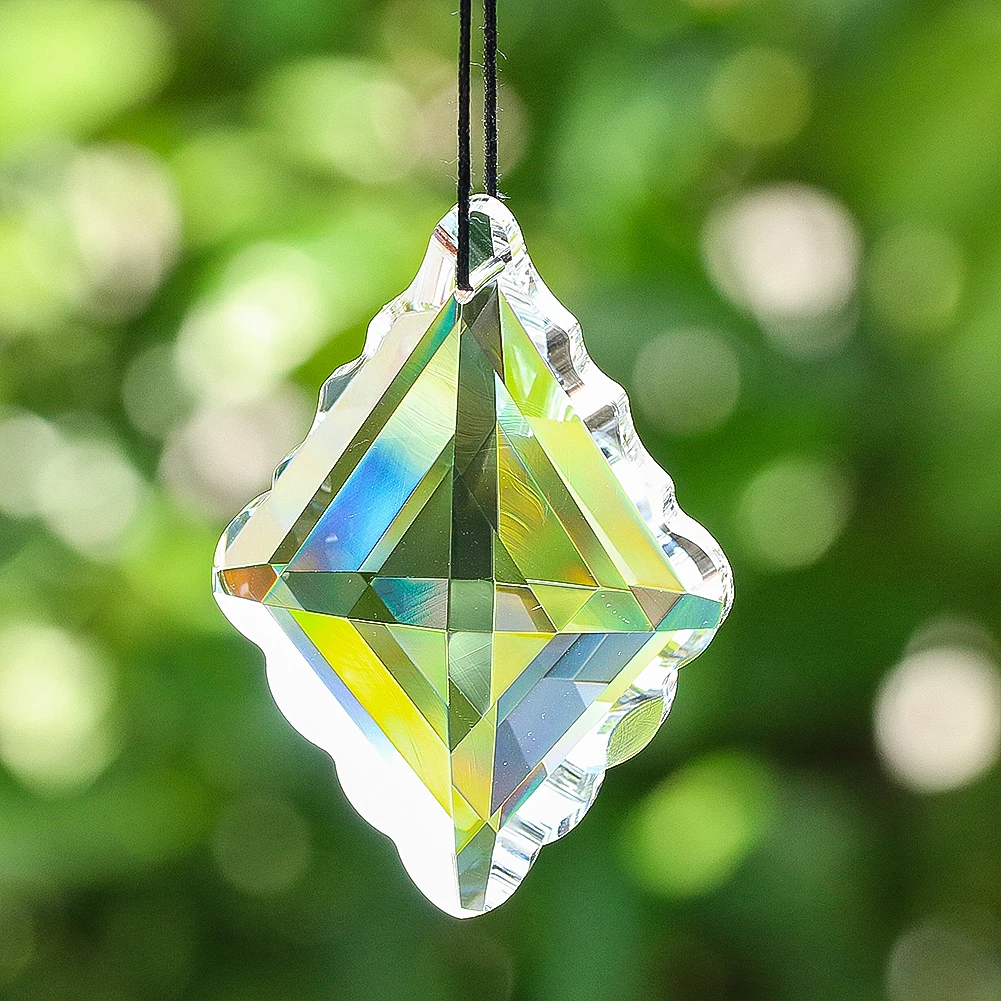 73mm Crystal Lucky Knot Hanging Clear Prism Pendant DIY Sunshade Making Supplies Holiday Garden Hotel Decor Yard Bird Repeller