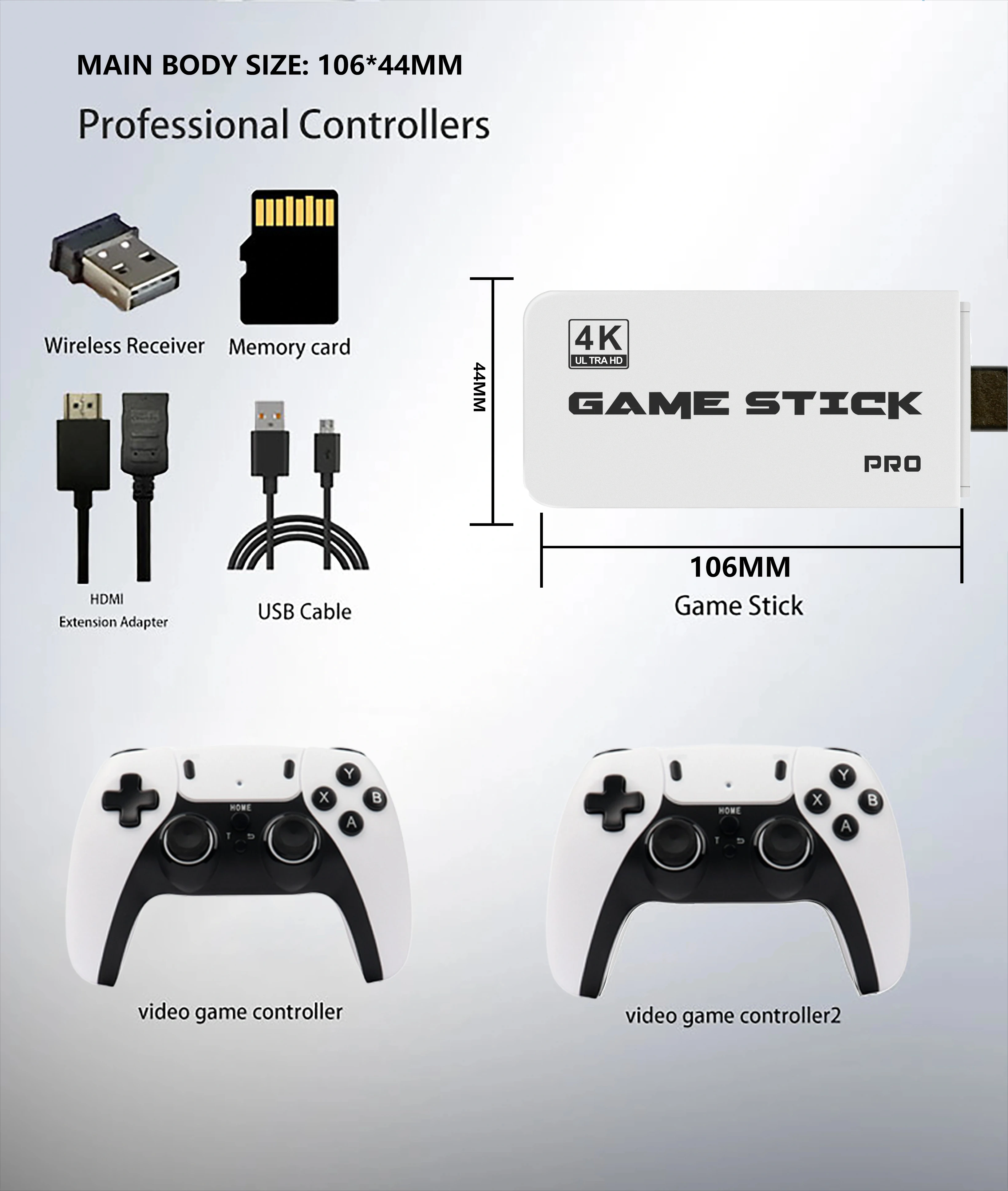 4K Pro Game Stick 64G 30000 + คอนโซลวิดีโอเกม 2.4G Wireless Controller 4K เกมย้อนยุค TV Stick Retro เกมคลาสสิก