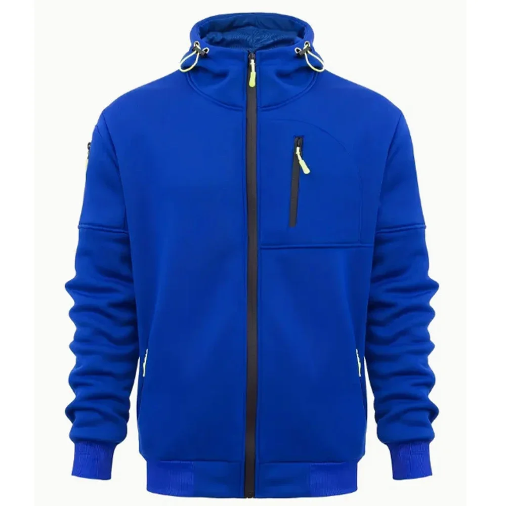 2025Solid Color Men's Hooded Jacket Casual Long Sleeve Hoodies With Zipper Gym Sports Hooded Coat For Spring Fall Explosions Men