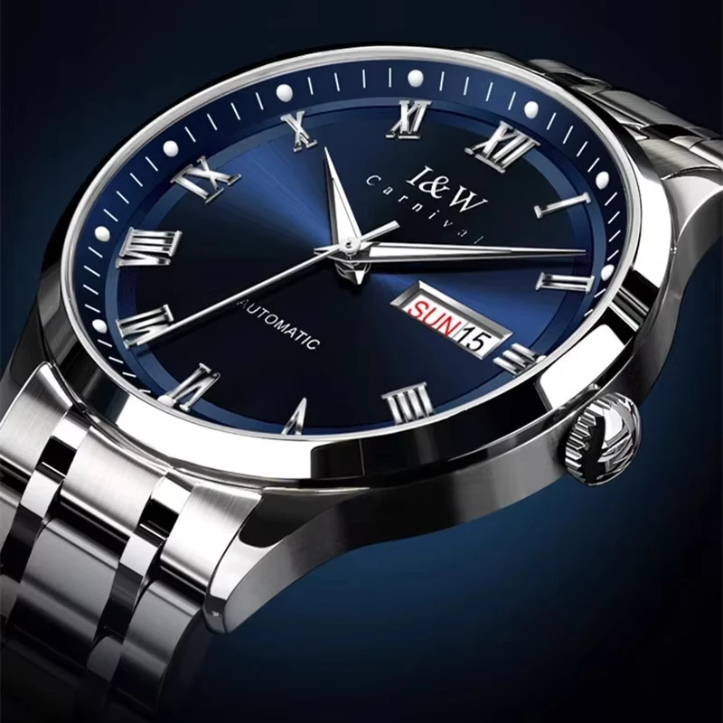 Carnival Brand High-end Imported Movement Mechanical Watch Men Waterproof Luxury Sapphire Automatic Calendar Wrist Watches Mens