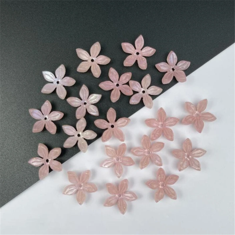 20pcs acrylic flower beads 18mm Imitation shell acetic acid charm connectors for diy earrings hair jewelry making accessories