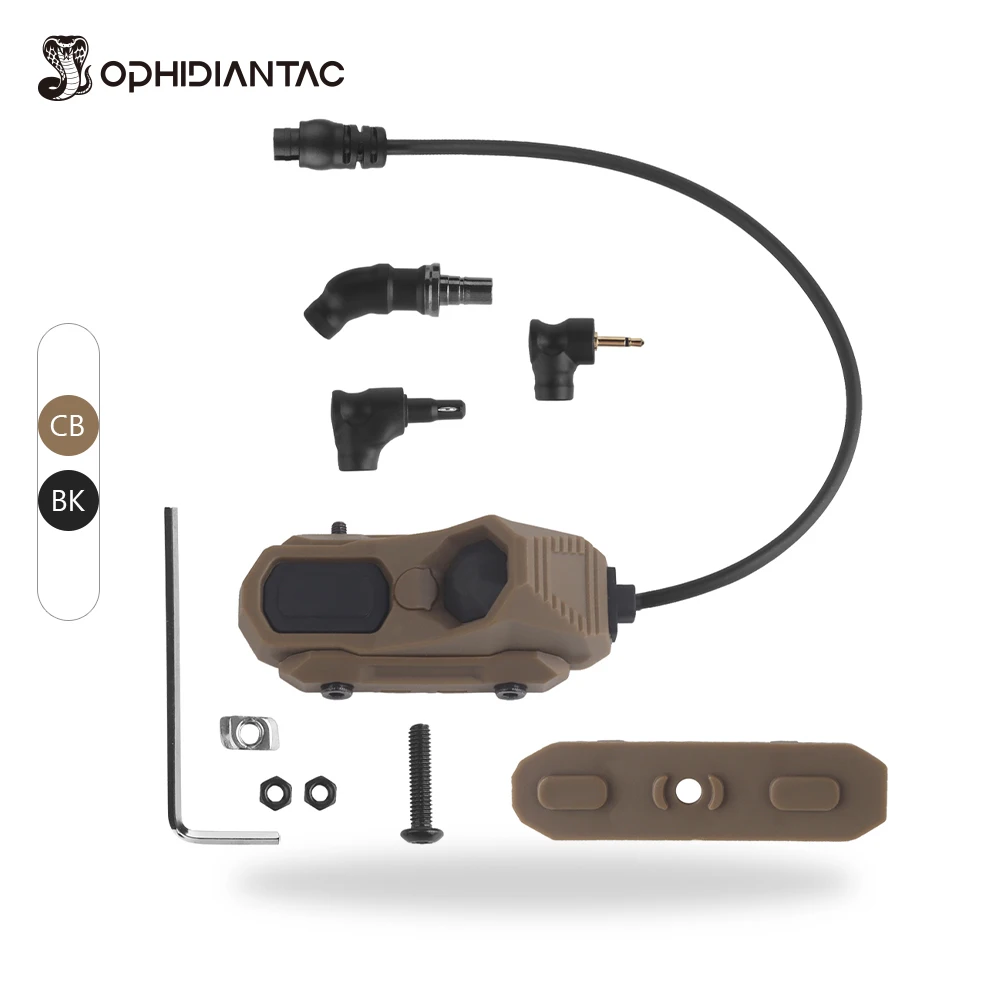 OPHIDIANTAC AXON Pro single-line switch, equipped with three connectors, suitable for PEQ and flashlight connectors