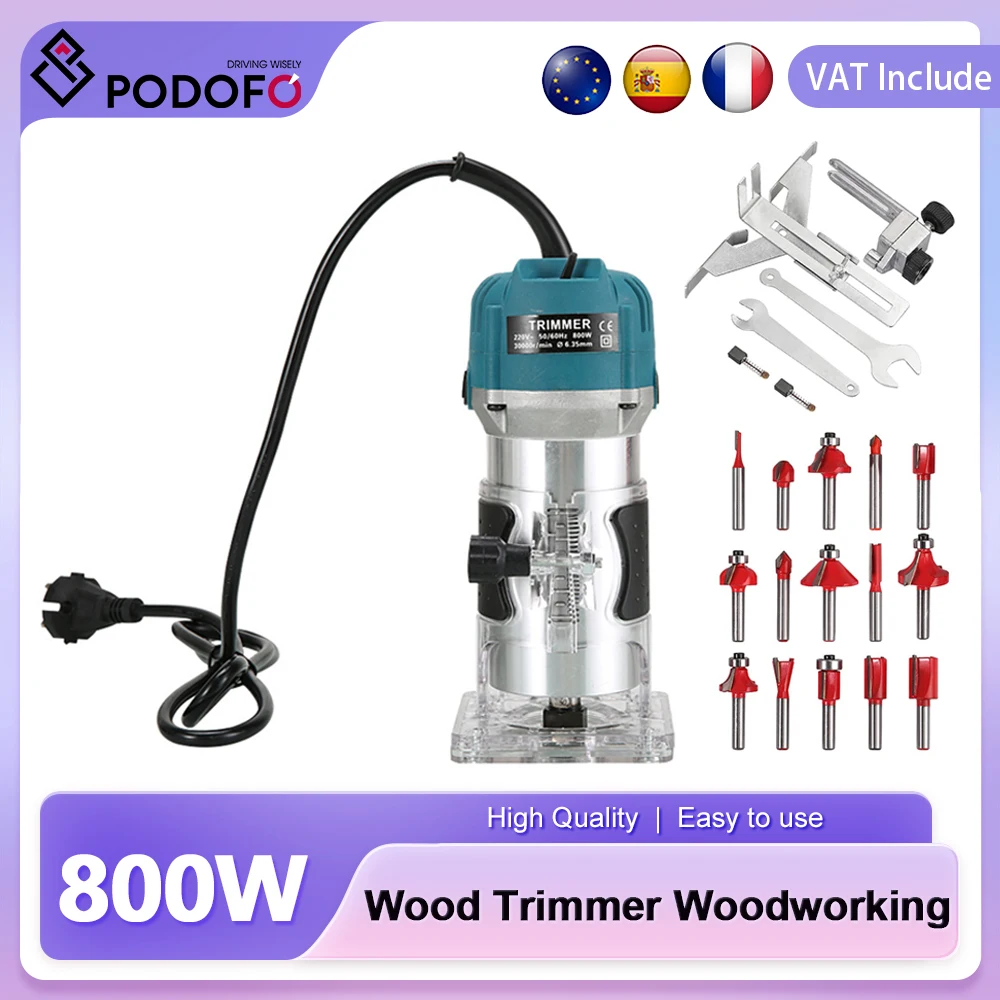 Podofo W 30000RPM آلة توجيه الخشب الخشب الكهربائية المتقلب 1/4 بوصة الخشب نحت ملء أداة كارينتر الطاقة #1