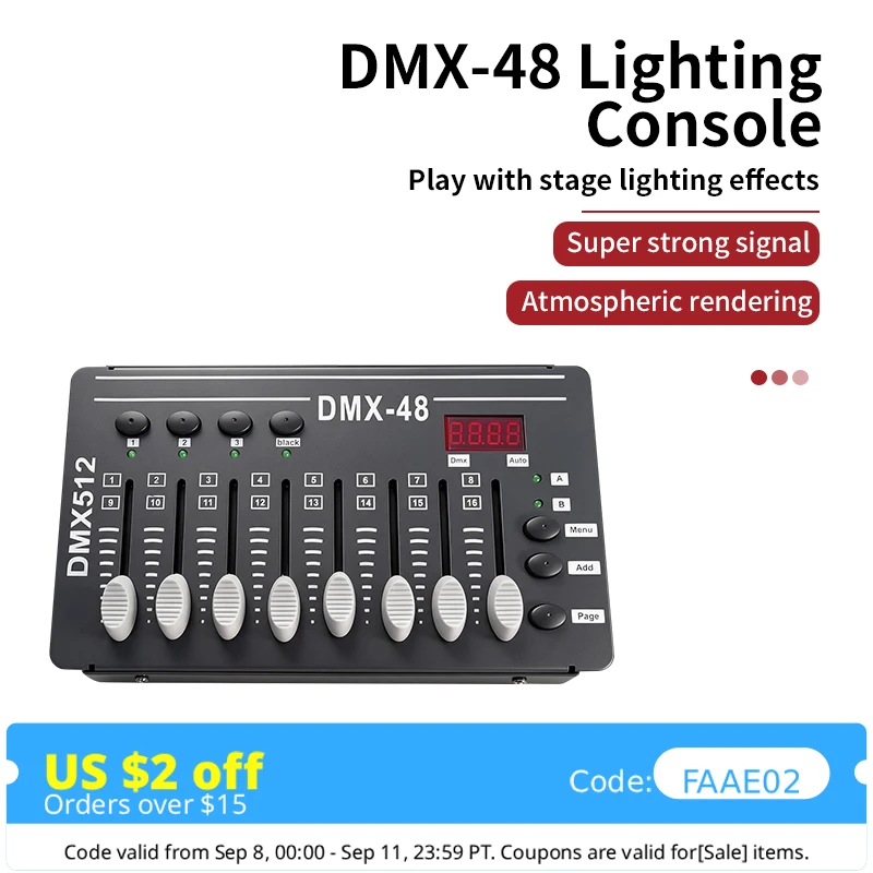 Light DMX-48 Controller Mini DMX Controller Stage Dimming DJ Sounds, Party Lights, Pyrotechnic Shows