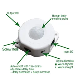 DC 12V/24V Automatic Light Control Infrared PIR Motion Sensor Detector Switch for LED Light Night Light Switch Outdoor