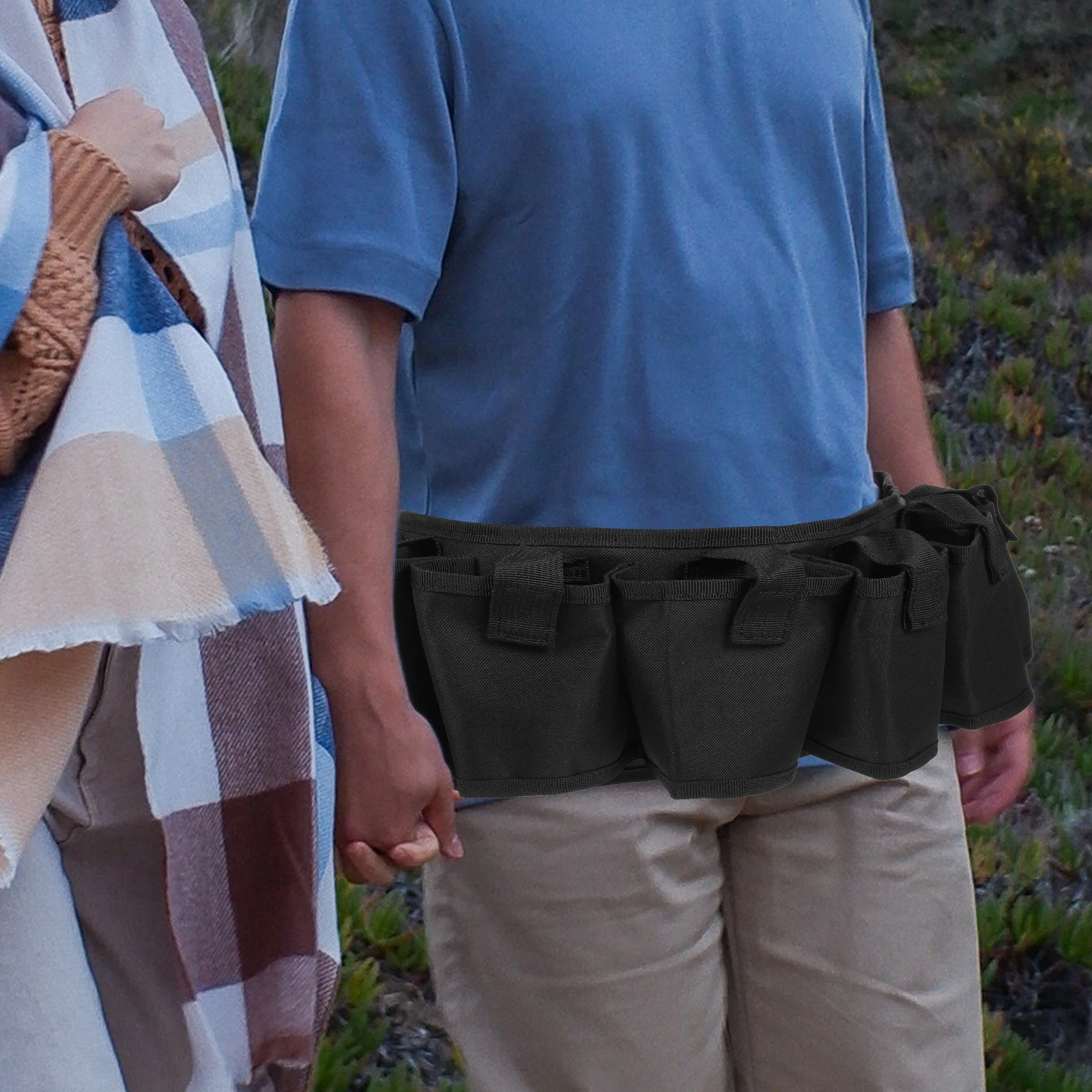 

Compact Beer Belt Adjustable Beverage Waist Holder Oxford Fabric Tailgating Fishing Gifts for Drinkers Outdoor Activities