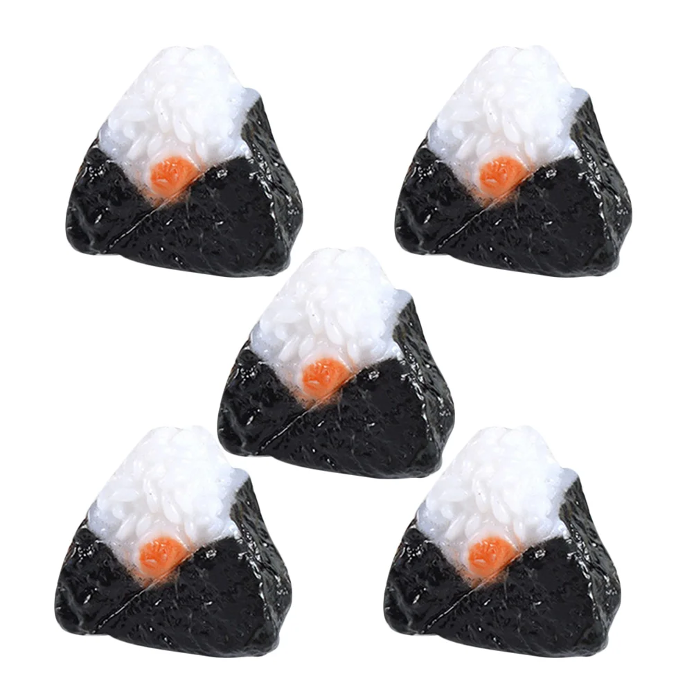 5 Pcs Mini Japanese Rice Balls Sushi Simulation Snack Model Montessori Education Toy Realistic Mini House Decor Food Accessory