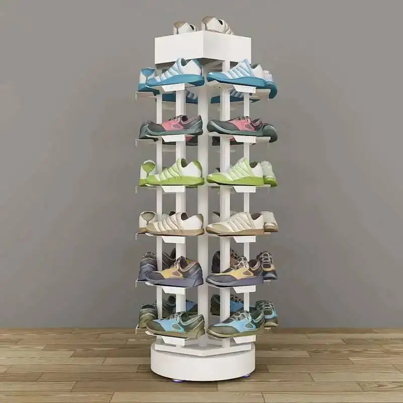 

Gold Wrought Iron Shoe Simple Store White Shoe Rack Rotatable Display Rack Shelves Shoe Rack Hallway Shelf Furniture For Home