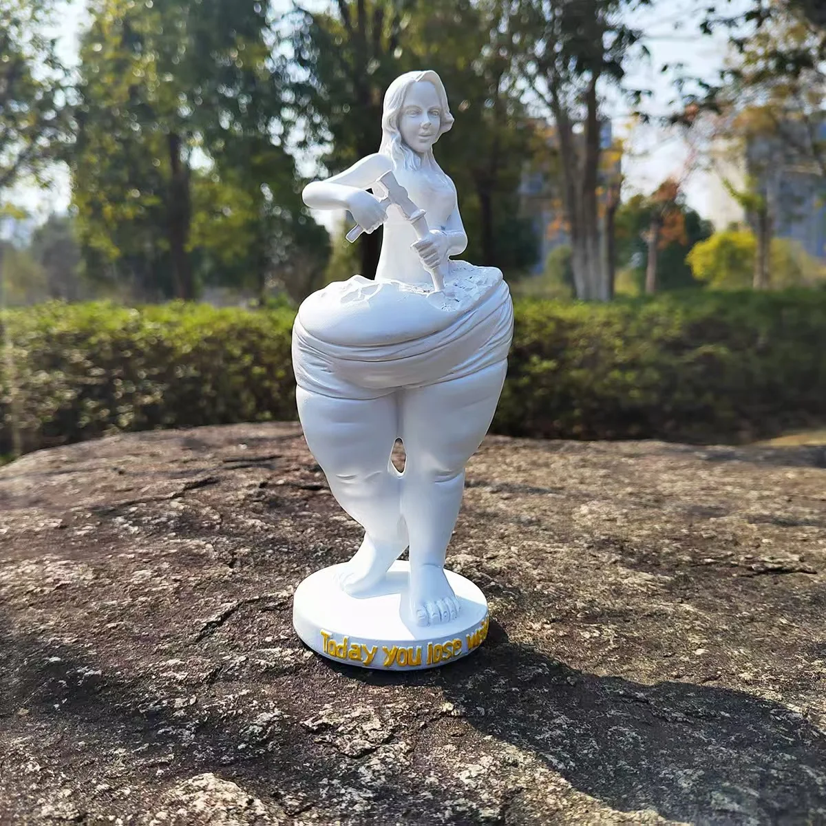 Slimming Goddess Sculpture Weight Loss Ornament Self-Motivation Resin Craft Yoga Gym Home Decor Fat Woman Gift Fat Lady Figurine