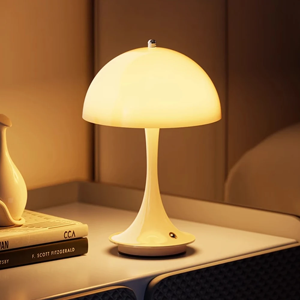 

Portable Mushroom Led Table Lamp USB Rechargeable Touch Dimmer Switch Night Light Dining Room Bedroom Bedside Decor Lamp