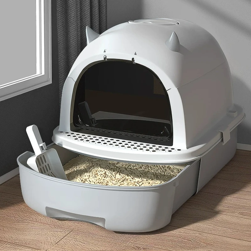 Extra Large Luxury open‑ended With Hole Litter Box Hiding Small Accessories Litter Box Defecation Lettiera Gatto Household Items